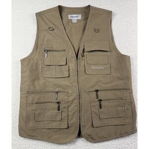 Olympina Mens Canvas Fishing Vest Medium Khaki Full Zip Hunting